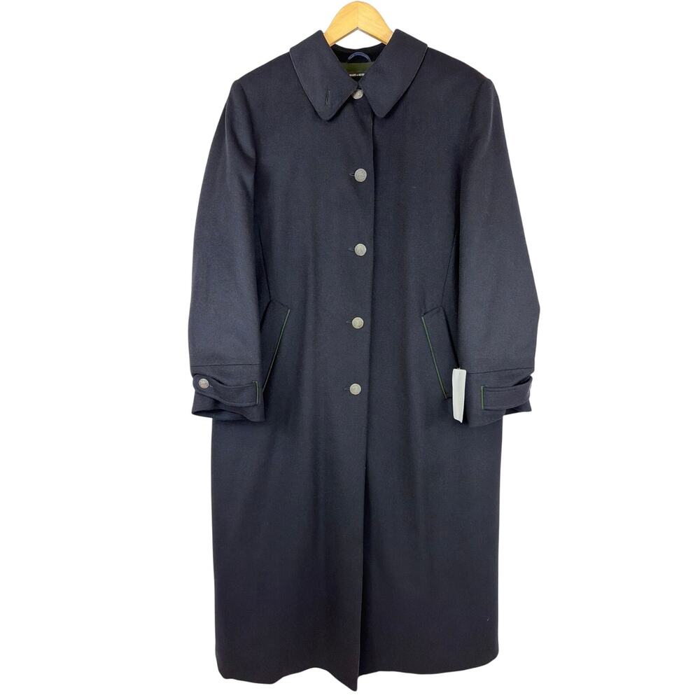 Schneiders Black And Green Long Wool Coat Size 12 LG Made Austria